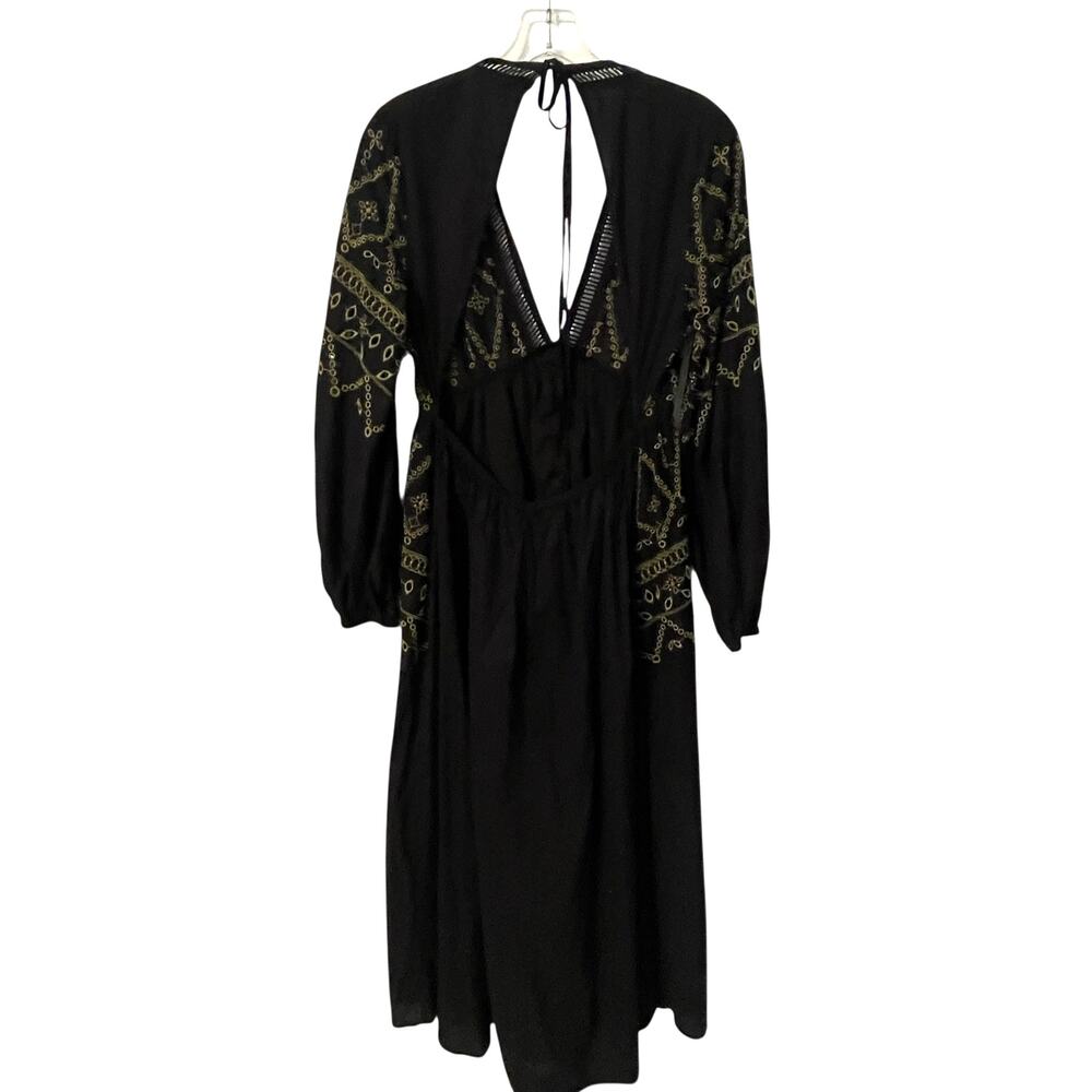 ASOS Design Embroidered Button Midaxi Dress Womens Size 8 Black Green Open Back - Picture 5 of 9